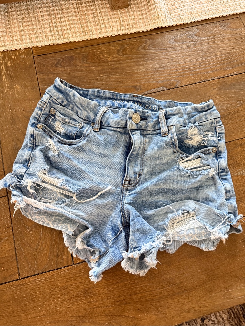 American Eagle Outfitters Light Wash Distressed Denim Shorts